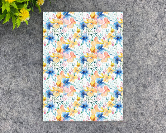 Transfer paper for polymer clay, Watercolor flowers, water soluble transfer paper, polymer clay image transfers, magic transfer paper #847