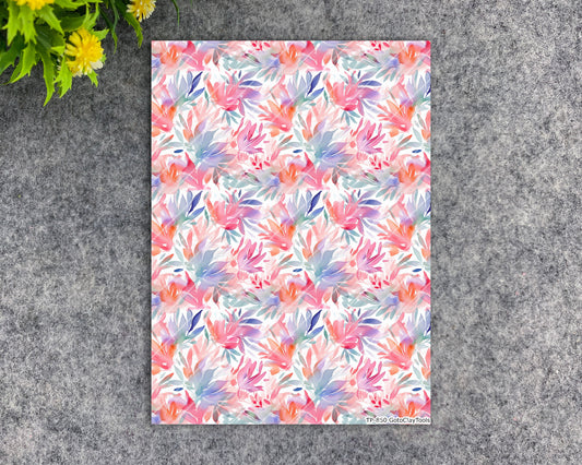 Transfer paper for polymer clay, Watercolor flowers, water soluble transfer paper, polymer clay image transfers, magic transfer paper #850