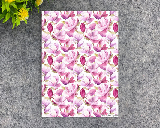 Transfer paper for polymer clay, Watercolor flowers, water soluble transfer paper, polymer clay image transfers, magic transfer paper #851