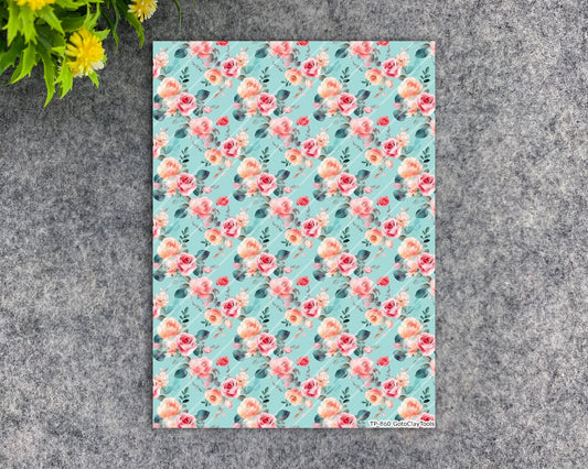 Transfer paper for polymer clay, Watercolor flowers, water soluble transfer paper, polymer clay image transfers, magic transfer paper #860