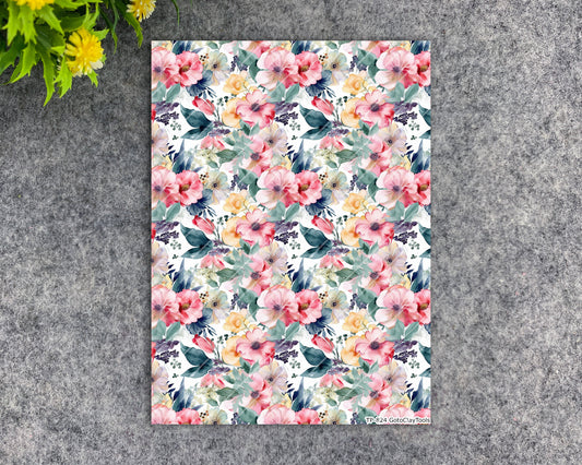 Transfer paper for polymer clay, Watercolor flowers, water soluble transfer paper, polymer clay image transfers, magic transfer paper #824