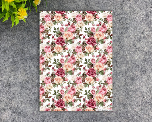 Transfer paper for polymer clay, Watercolor flowers, water soluble transfer paper, polymer clay image transfers, magic transfer paper #833
