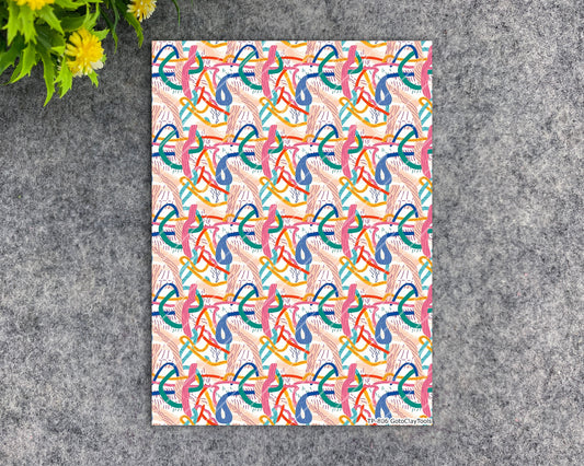 Transfer paper for polymer clay, Colorful abstract, water soluble transfer paper, polymer clay image transfers, magic transfer paper #806