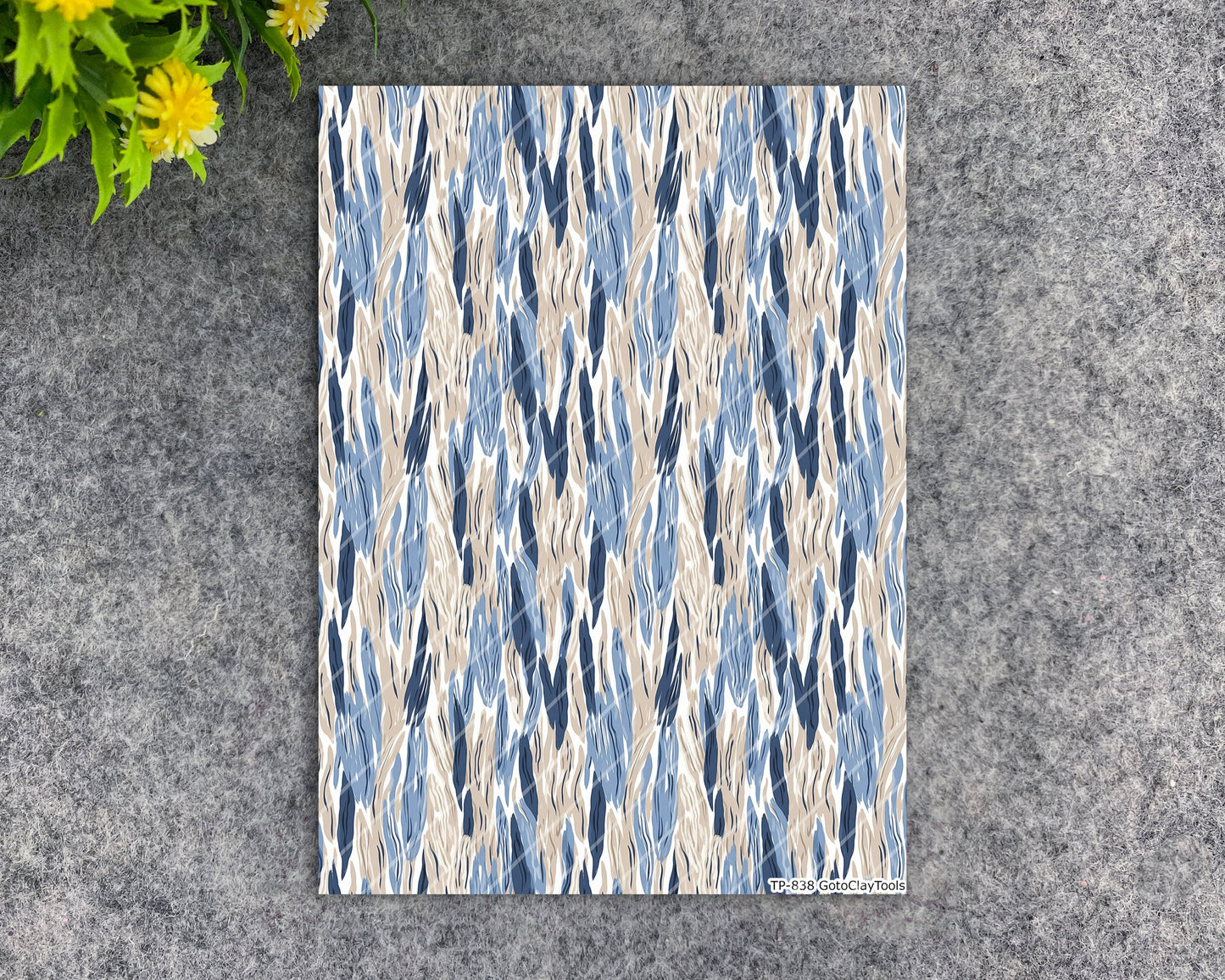 Transfer paper for polymer clay, Blue strokes, water soluble transfer paper, polymer clay image transfers, magic transfer paper #838