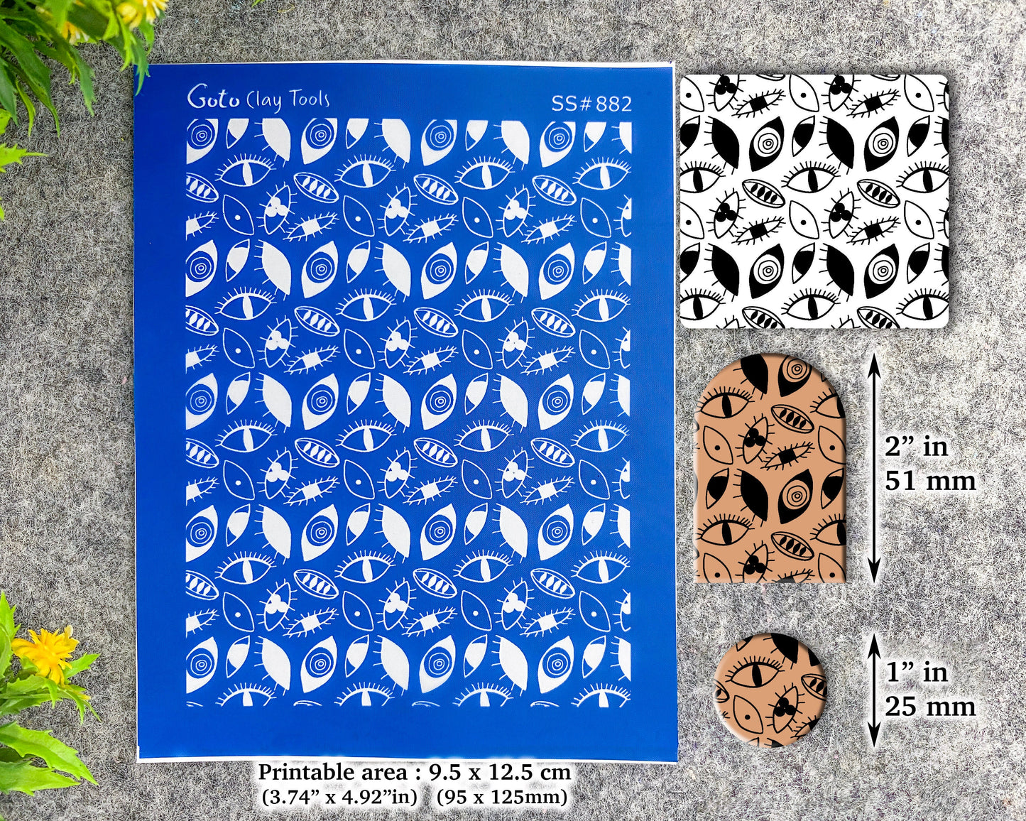 Evil eye Silkscreen for Polymer Clay Earring making, Clay Stencils, Clay Earring Silkscreen, Polymer Clay Supplies SS#882