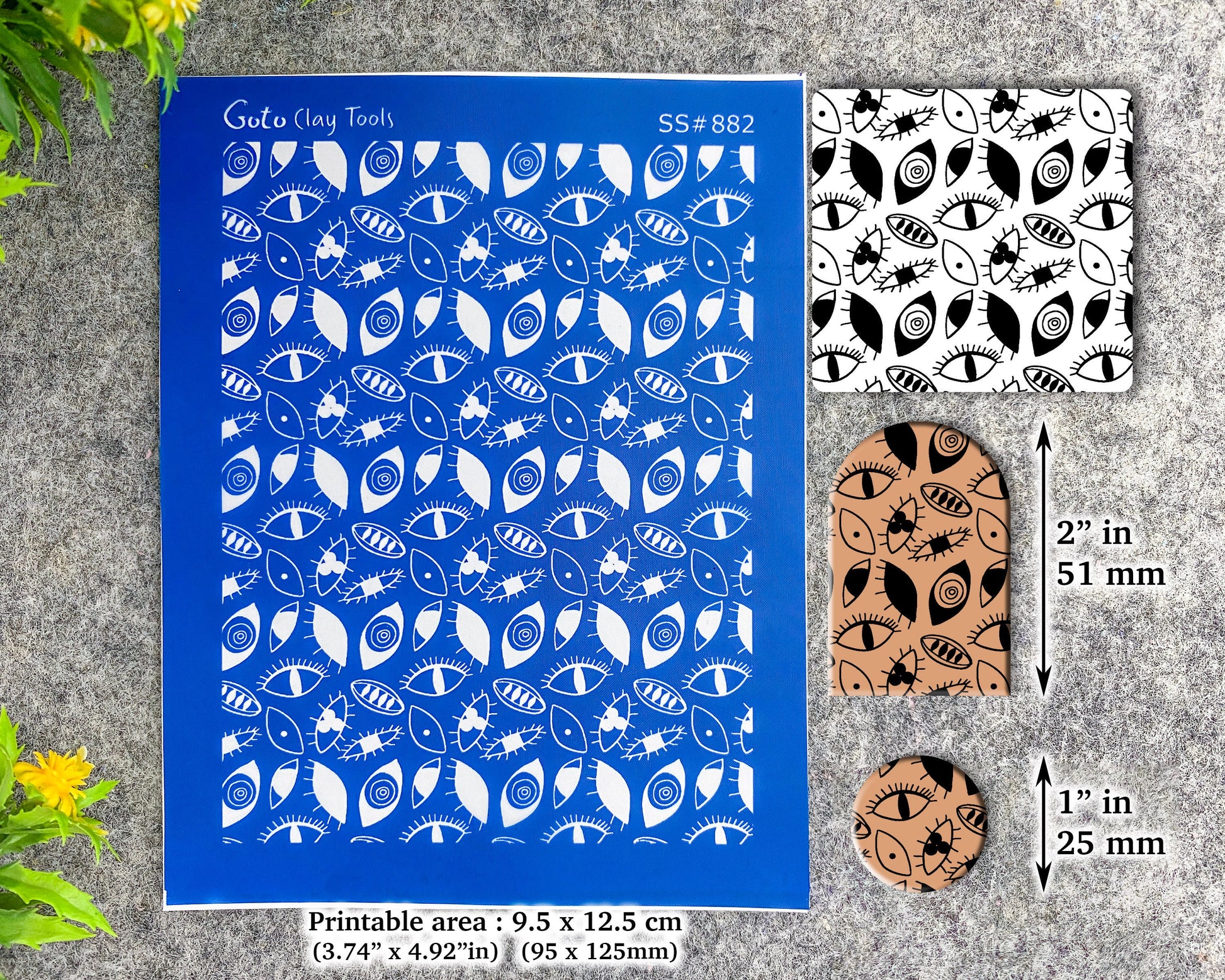 Evil eye Silkscreen for Polymer Clay Earring making, Clay Stencils, Clay Earring Silkscreen, Polymer Clay Supplies SS#882