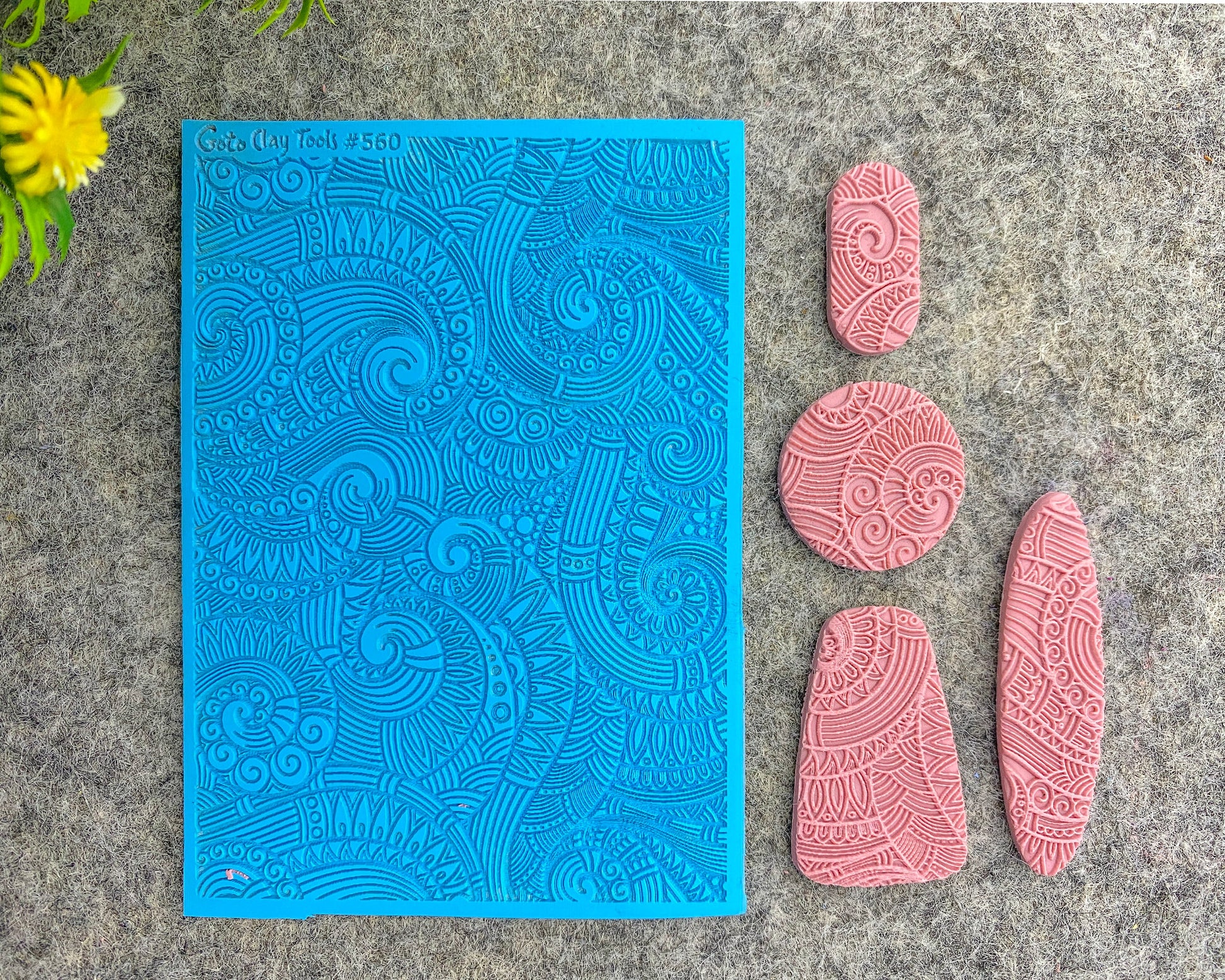 Doodle waves Texture mat for polymer clay, Polymer Clay Rubber Texture mat, Texture Tile mats, Fimo, Sculpey, Cernit #560