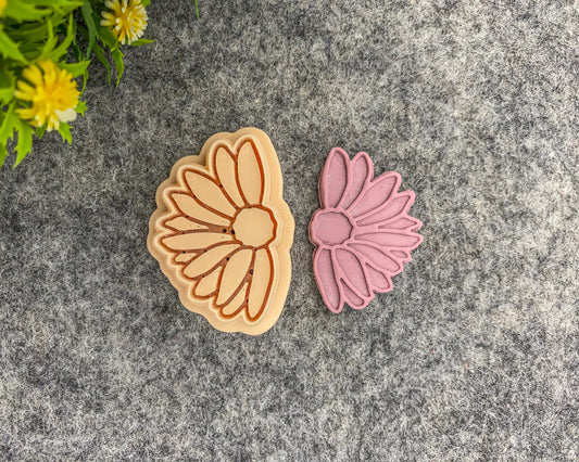 Half daisy debossed flower cutter for polymer clay jewellery