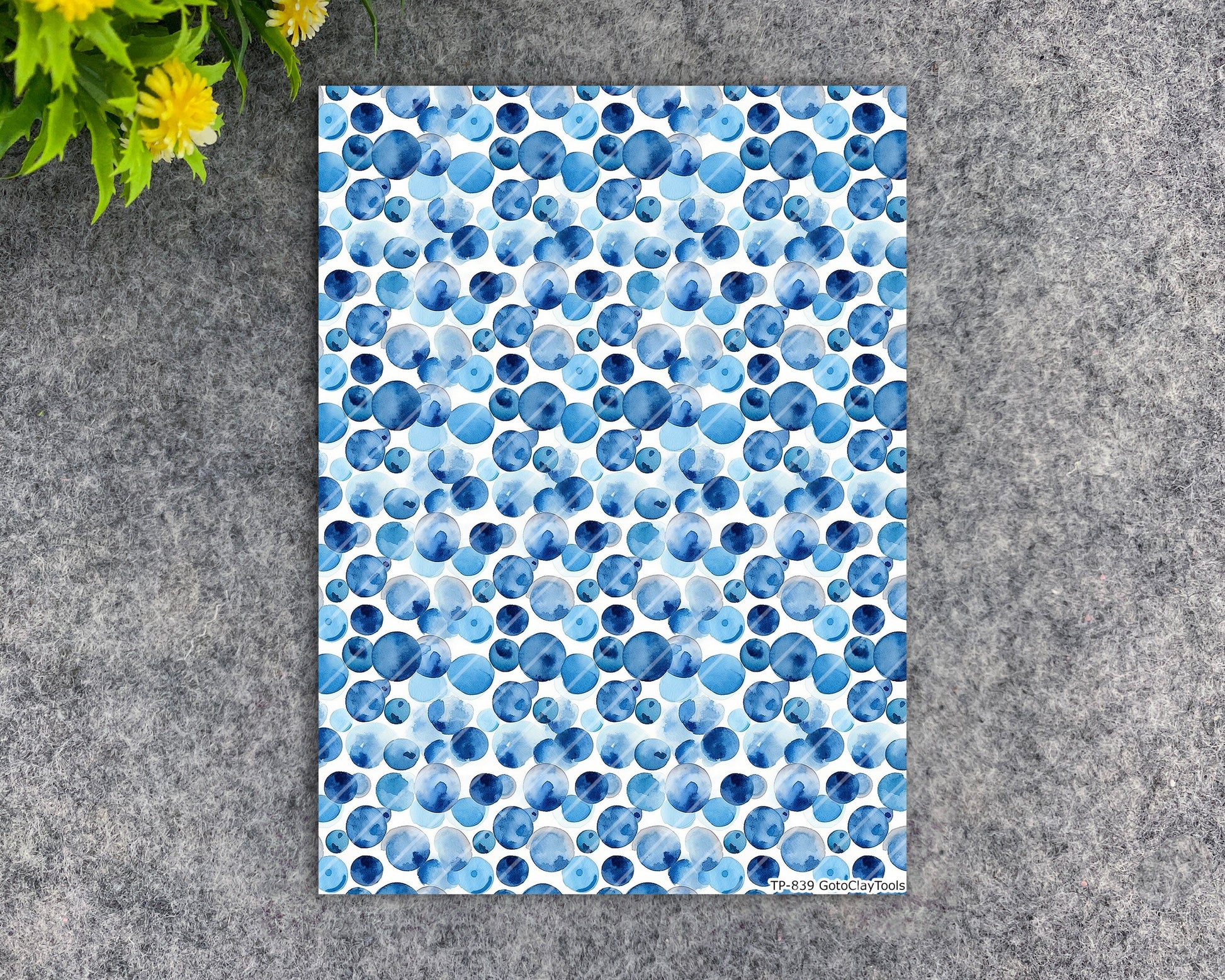 Transfer paper for polymer clay, Watercolor Blue dots, water soluble transfer paper, polymer clay image transfers, magic transfer paper #839