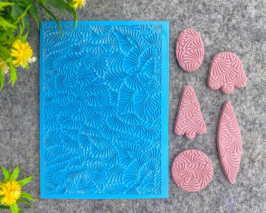 Ornamental fan Texture mat for polymer clay, Polymer Clay Rubber Texture mat, Texture Tile mats, Fimo, Sculpey, Cernit #559