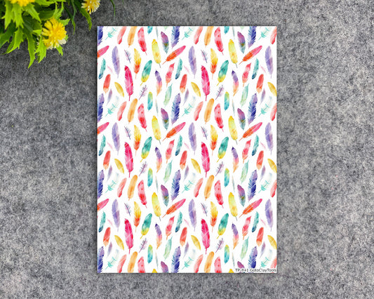 Transfer paper for polymer clay, Watercolor feathers, water soluble transfer paper, polymer clay image transfers, magic transfer paper #841