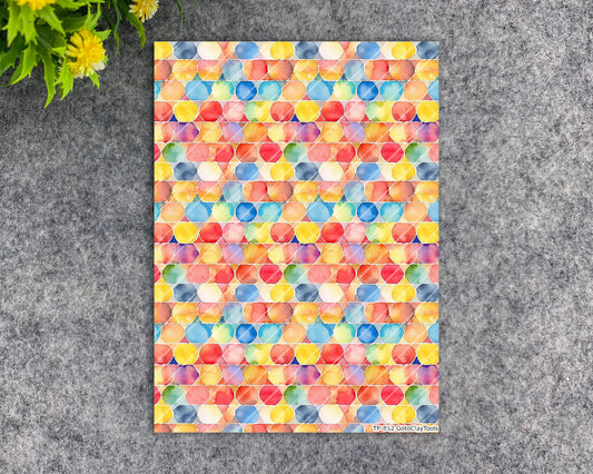 Transfer paper for polymer clay, Colorful Mosaic, water soluble transfer paper, polymer clay image transfers, magic transfer paper #852