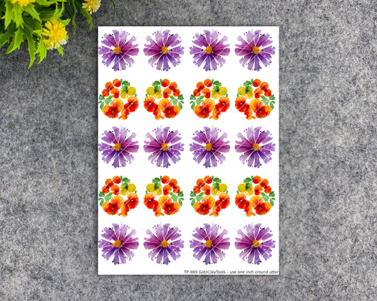 Transfer paper for polymer clay, Watercolor flowers, water soluble transfer paper, polymer clay image transfers, magic transfer paper #869