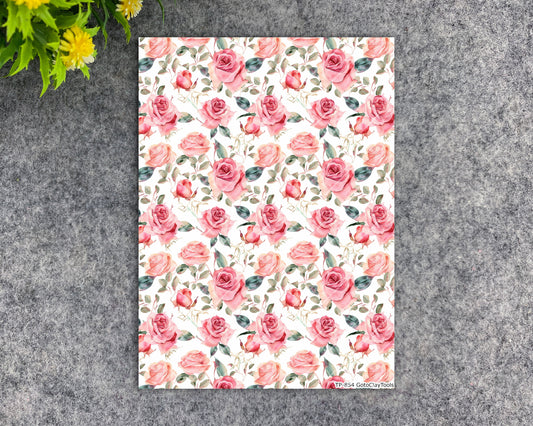 Transfer paper for polymer clay, Watercolor flowers, water soluble transfer paper, polymer clay image transfers, magic transfer paper #854
