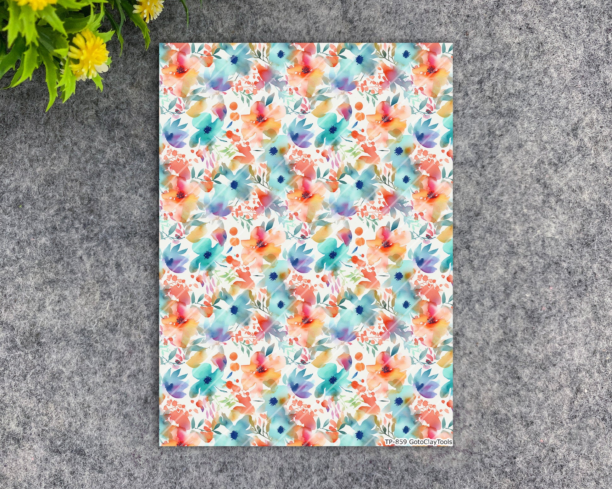 Transfer paper for polymer clay, Watercolor flowers, water soluble transfer paper, polymer clay image transfers, magic transfer paper #859