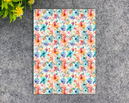 Transfer paper for polymer clay, Watercolor flowers, water soluble transfer paper, polymer clay image transfers, magic transfer paper #859