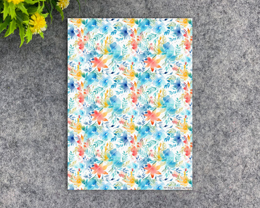 Transfer paper for polymer clay, Watercolor flowers, water soluble transfer paper, polymer clay image transfers, magic transfer paper #862