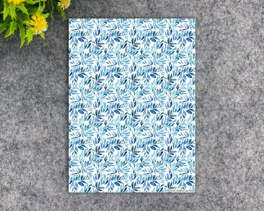 Transfer paper for polymer clay, Blue leaves, water soluble transfer paper, polymer clay image transfers, magic transfer paper #805