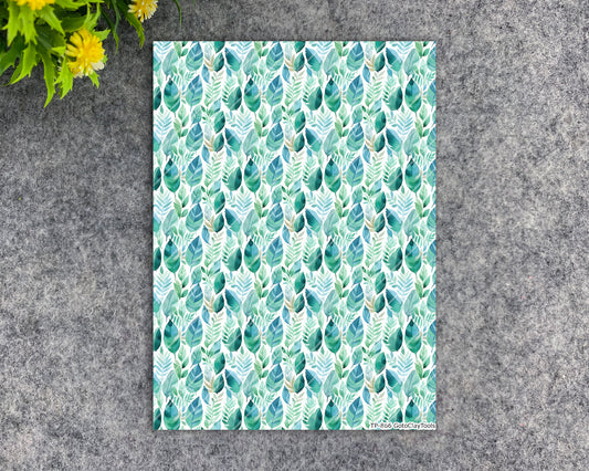 Transfer paper for polymer clay, warercolor leaves , water soluble transfer paper, polymer clay image transfers, magic transfer paper #866