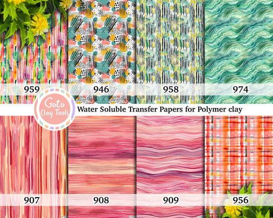 Water soluble Transfer paper for polymer clay, Watercolor Stripes Stripes patterns, polymer clay image transfers, magic transfer paper