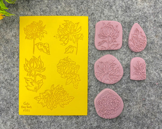 Flower Texture mat for polymer clay, Polymer Clay Rubber Texture mat, Texture Tile mats, Fimo, Sculpey, Cernit #591