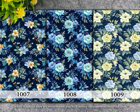 Water soluble Transfer paper for polymer clay, Blue floral patterns, polymer clay image transfers, magic transfer paper
