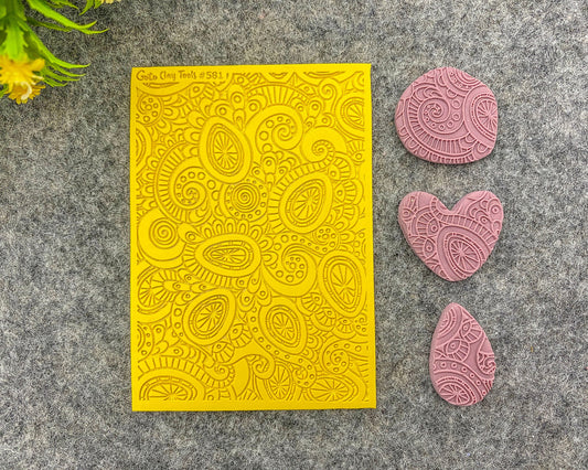 Doodle Texture mat for polymer clay, Polymer Clay Rubber Texture mat, Texture Tile mats, Fimo, Sculpey, Cernit #581