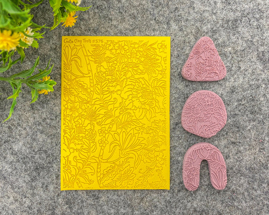 FLORAL Texture mat for polymer clay, Polymer Clay Rubber Texture mat, Texture Tile mats, Fimo, Sculpey, Cernit #576