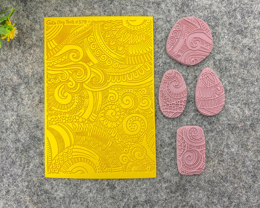 DOODLE Texture mat for polymer clay, Polymer Clay Rubber Texture mat, Texture Tile mats, Fimo, Sculpey, Cernit #579