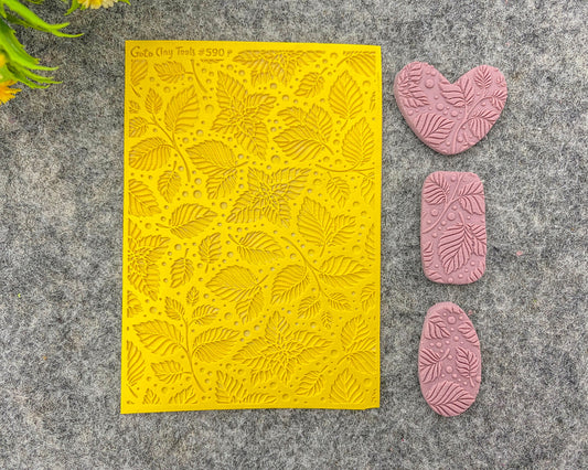 LEAVES Texture mat for polymer clay, Polymer Clay Rubber Texture mat, Texture Tile mats, Fimo, Sculpey, Cernit #590