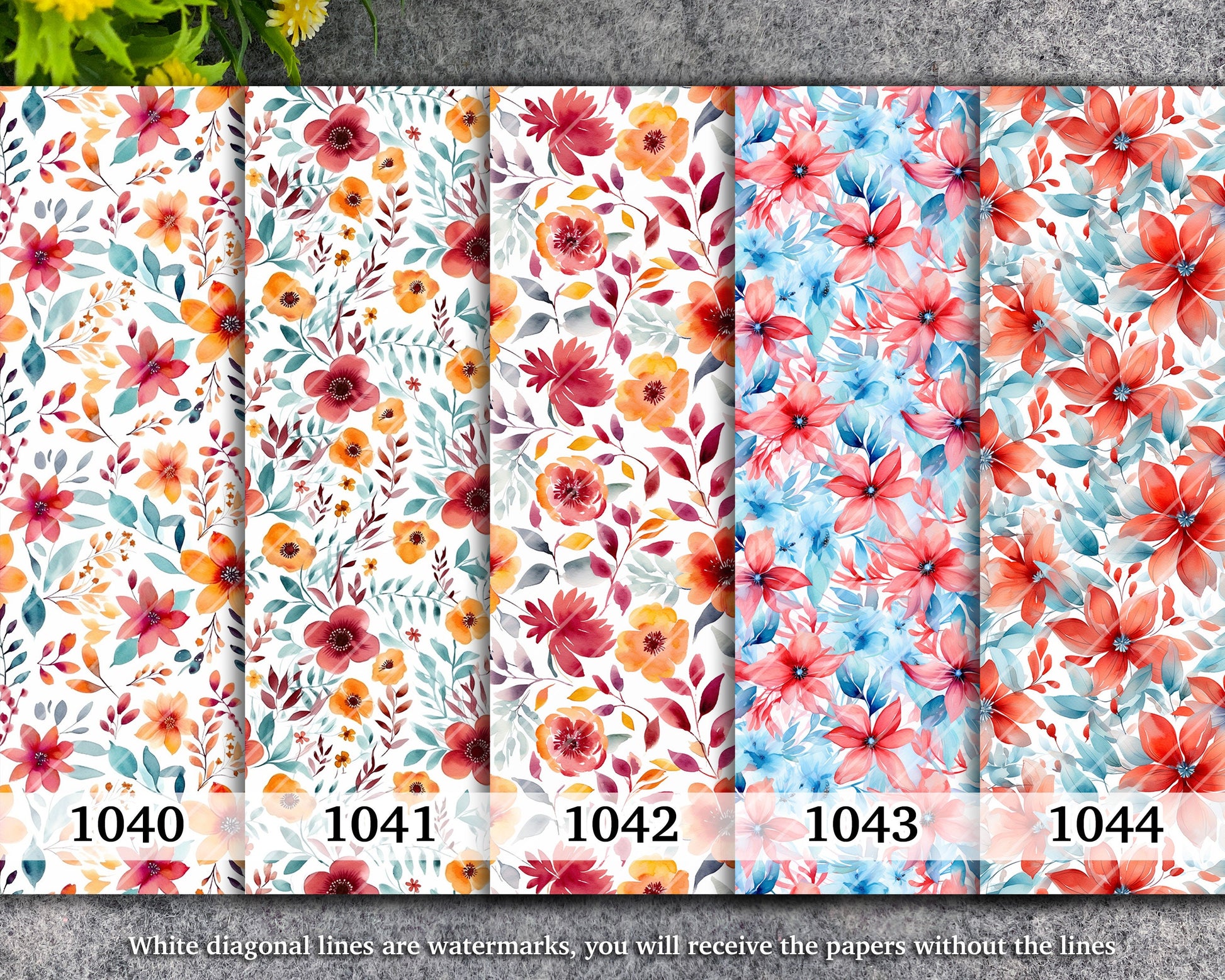Water soluble Transfer paper for polymer clay, Watercolor floral pattern, polymer clay image transfers, magic transfer paper