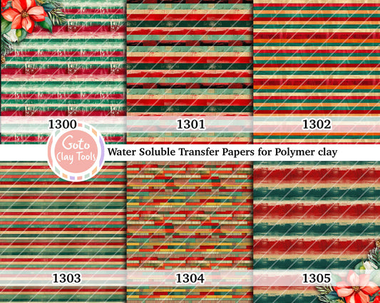 Water soluble Transfer paper for polymer clay, Christmas stripes pattern, polymer clay image transfers, magic transfer paper