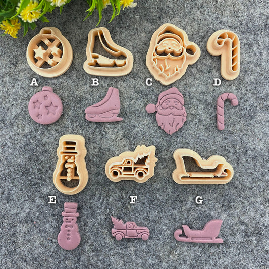 Christmas Clay cutters, Polymer Clay Cutters for Christmas | Winter Holiday Clay Earring Cutters | Santa face, Snowman, Christmas Ornament