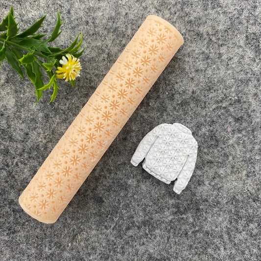 Snowflakes Texture Roller for Polymer Clay, Clay Tools, Diy Earrings, Knit Sweater Patterned Polymer Clay Roller, Christmas roller #111