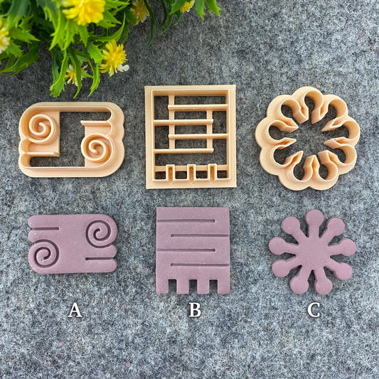 Adinkra symbol clay cutters, polymer clay cutter for earring making, African style clay cutters, Tribal cutters 687-Set-3