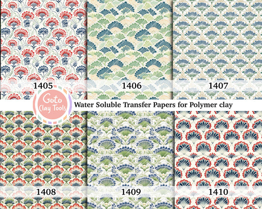 Water soluble Transfer paper for polymer clay, Ornamental scallop pattern, polymer clay image transfers, magic transfer paper