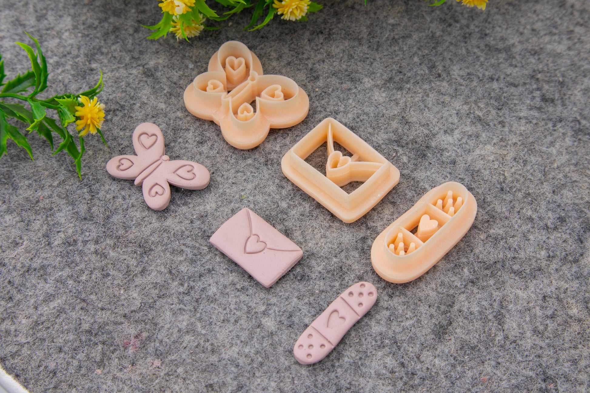 Valentine love butterfly, love latter embossed clay cutter, polymer clay cutter for earring making #702