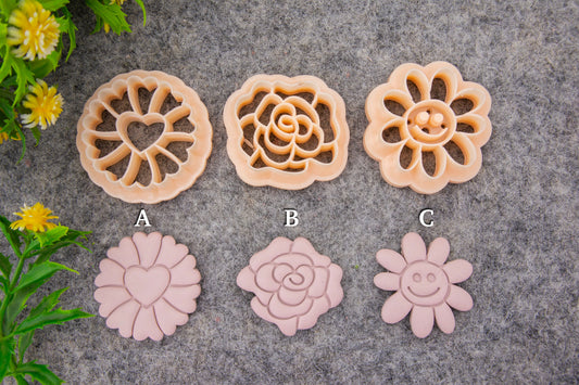 Valentine heart flowers embossed clay cutter, polymer clay cutter for earring making #700