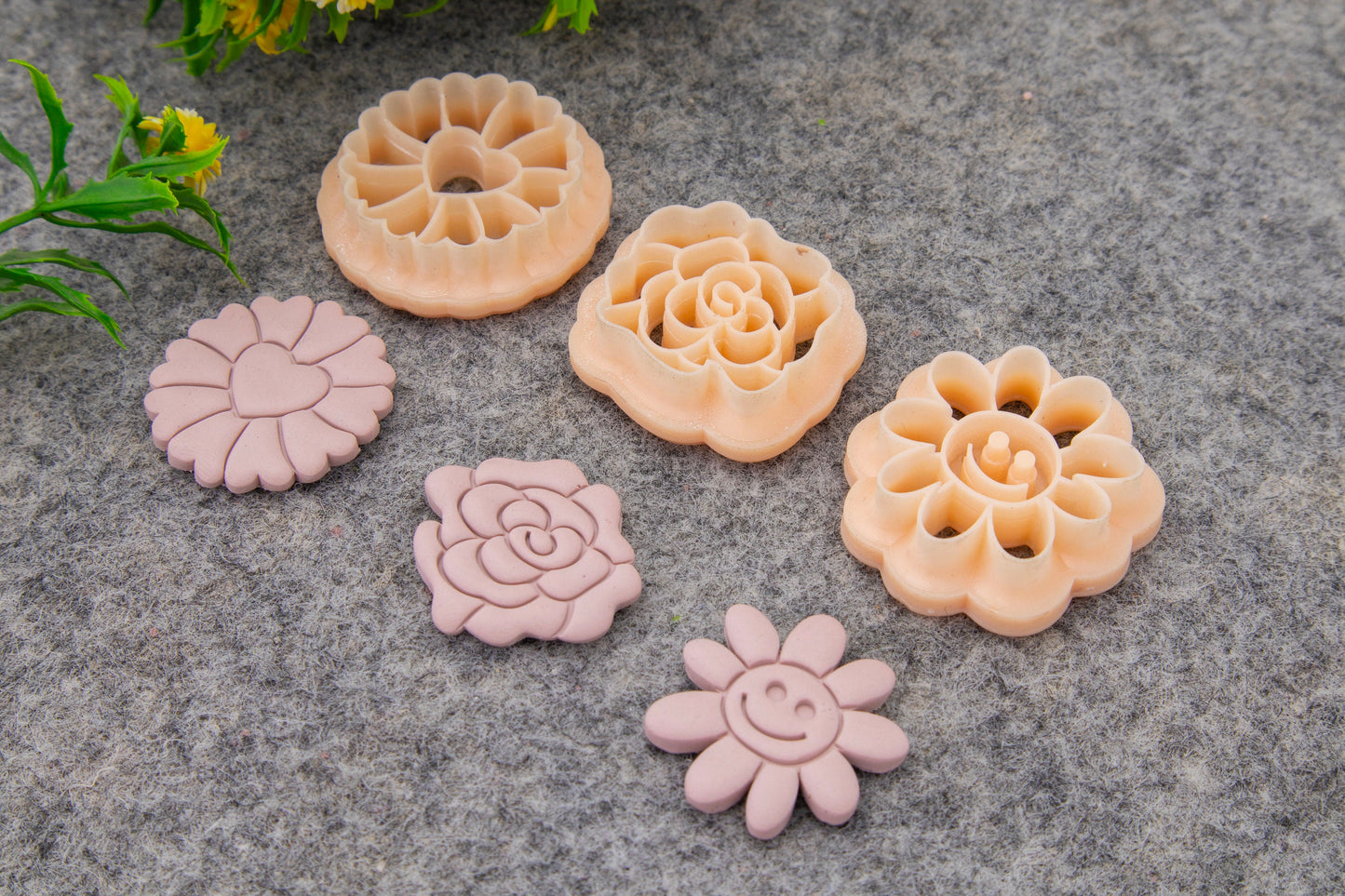 Valentine heart flowers embossed clay cutter, polymer clay cutter for earring making #700