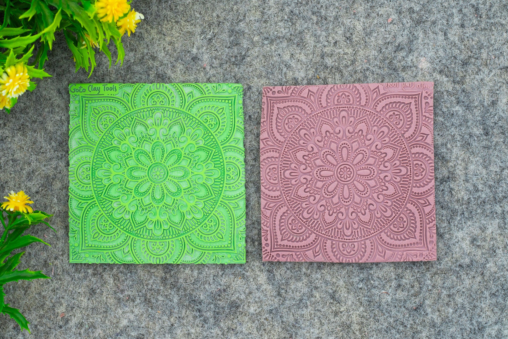 Mandala with Cutter Texture mat for polymer clay, Polymer Clay Rubber Texture mat, Texture Tile mats, Fimo, Sculpey, Cernit