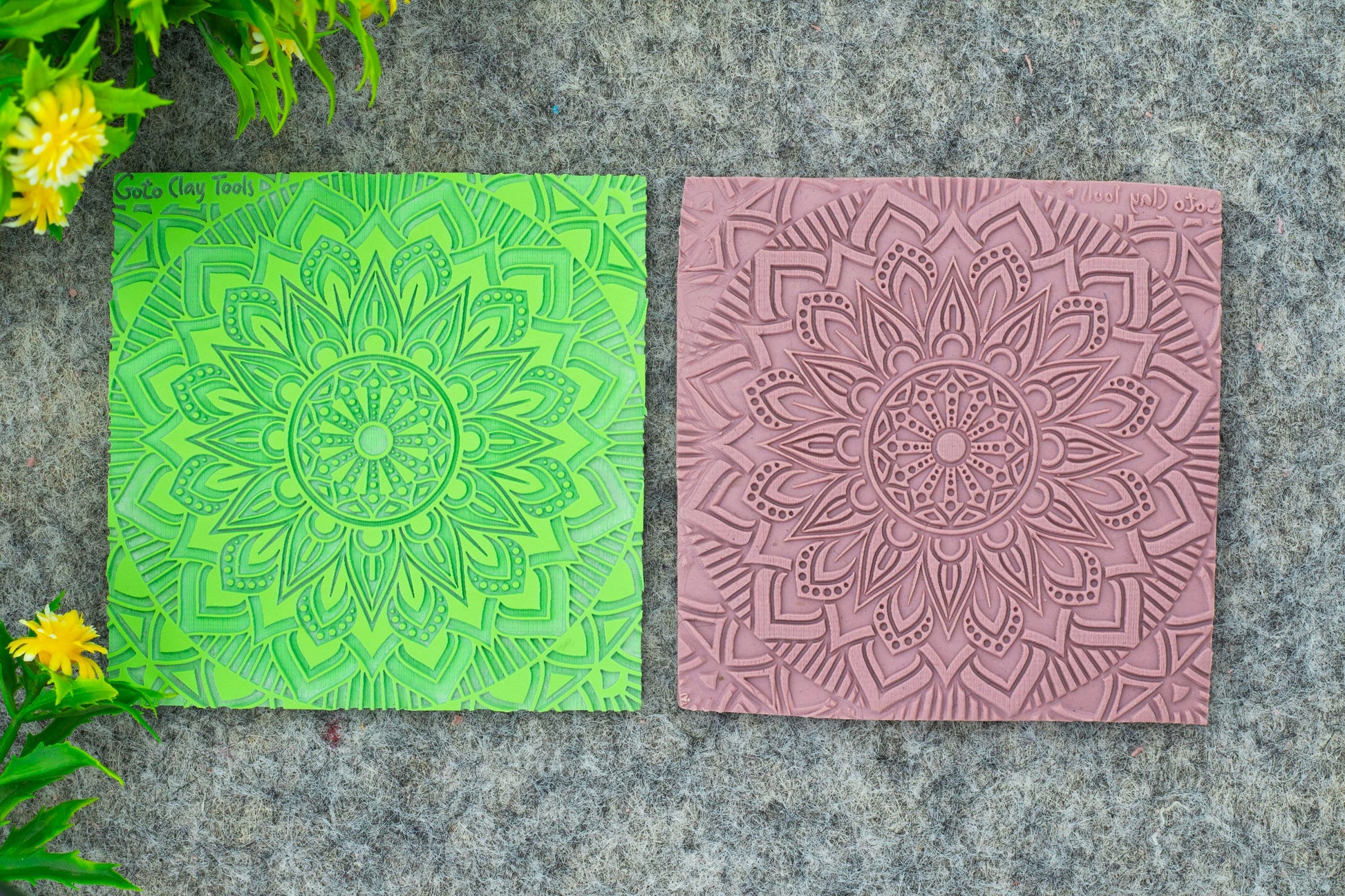 Mandala with Cutter Texture mat for polymer clay, Polymer Clay Rubber Texture mat, Texture Tile mats, Fimo, Sculpey, Cernit