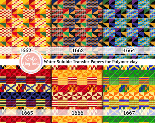Water soluble Transfer paper for polymer clay, African Kente pattern, polymer clay image transfers, magic transfer paper
