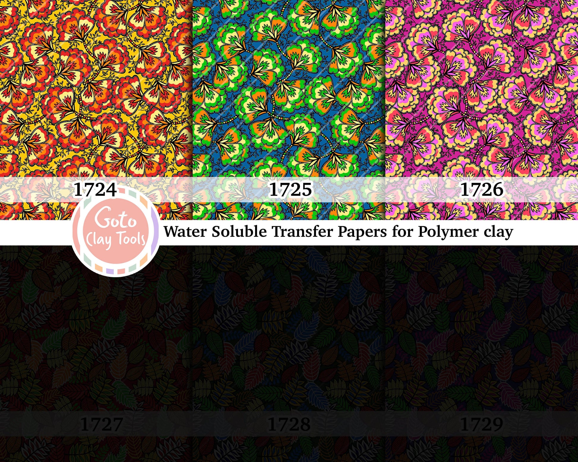 Water soluble Transfer paper for polymer clay, African Ankara pattern, polymer clay image transfers, magic transfer paper