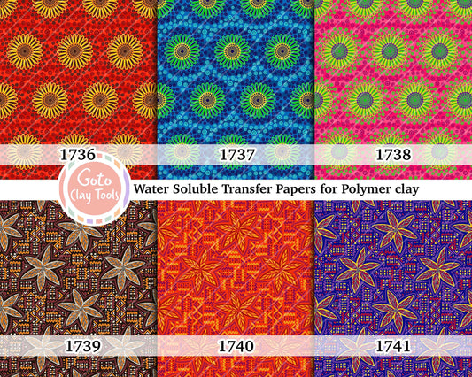 Water soluble Transfer paper for polymer clay, African Ankara pattern, polymer clay image transfers, magic transfer paper
