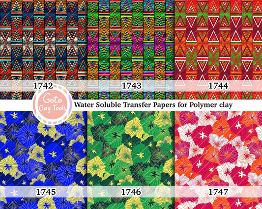 Water soluble Transfer paper for polymer clay, African Ankara pattern, polymer clay image transfers, magic transfer paper