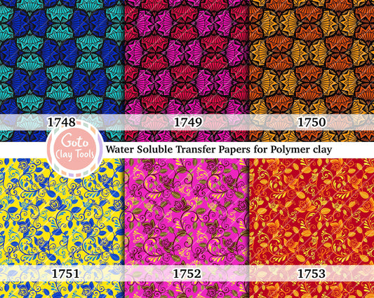 Water soluble Transfer paper for polymer clay, African Ankara pattern, polymer clay image transfers, magic transfer paper