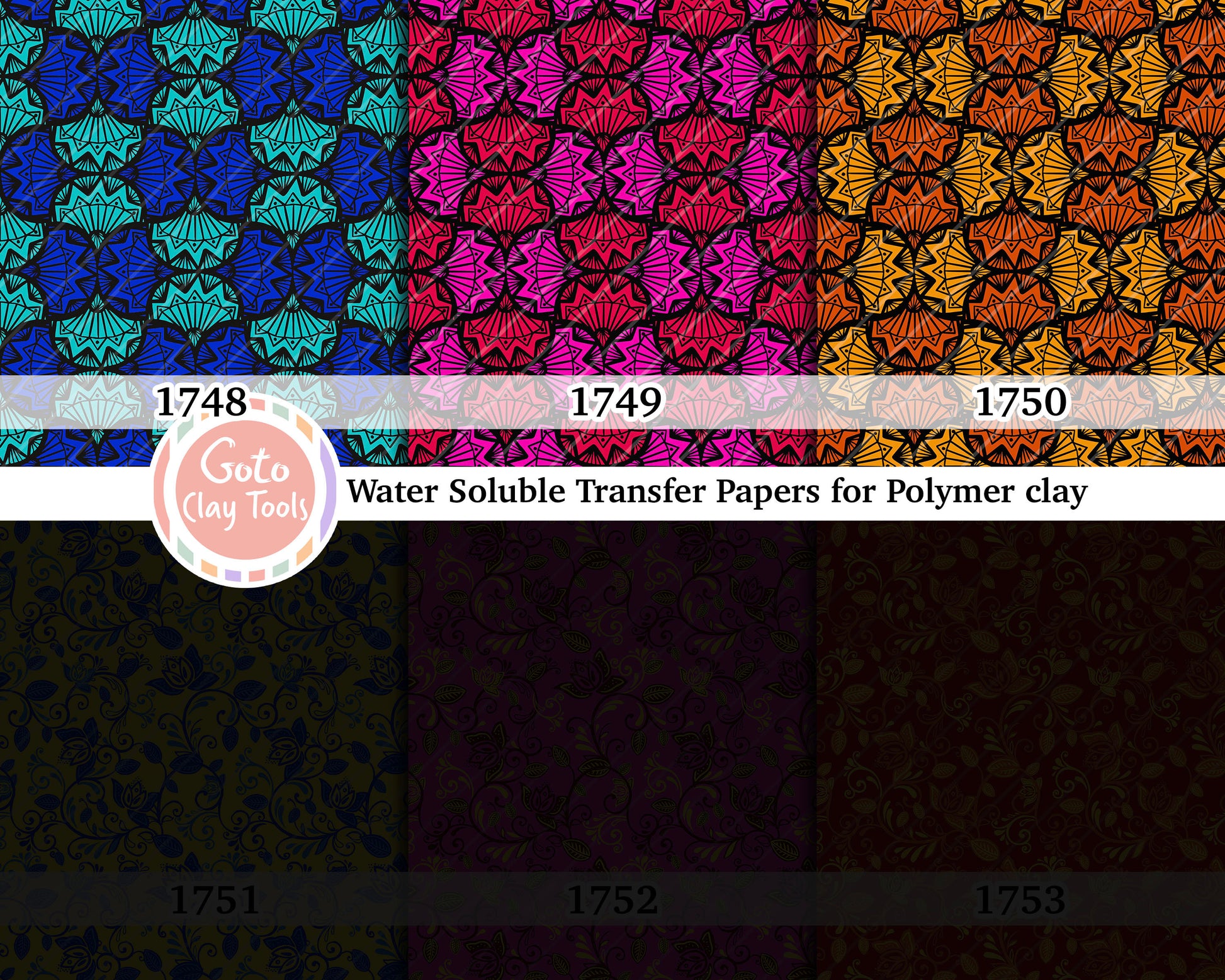 Water soluble Transfer paper for polymer clay, African Ankara pattern, polymer clay image transfers, magic transfer paper