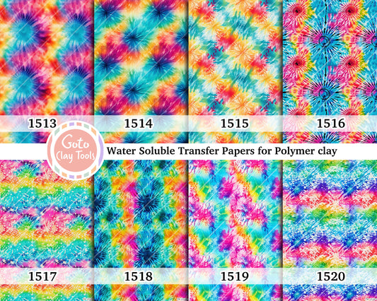 Water soluble Transfer paper for polymer clay, Rainbow tie dye, polymer clay image transfers, magic transfer paper