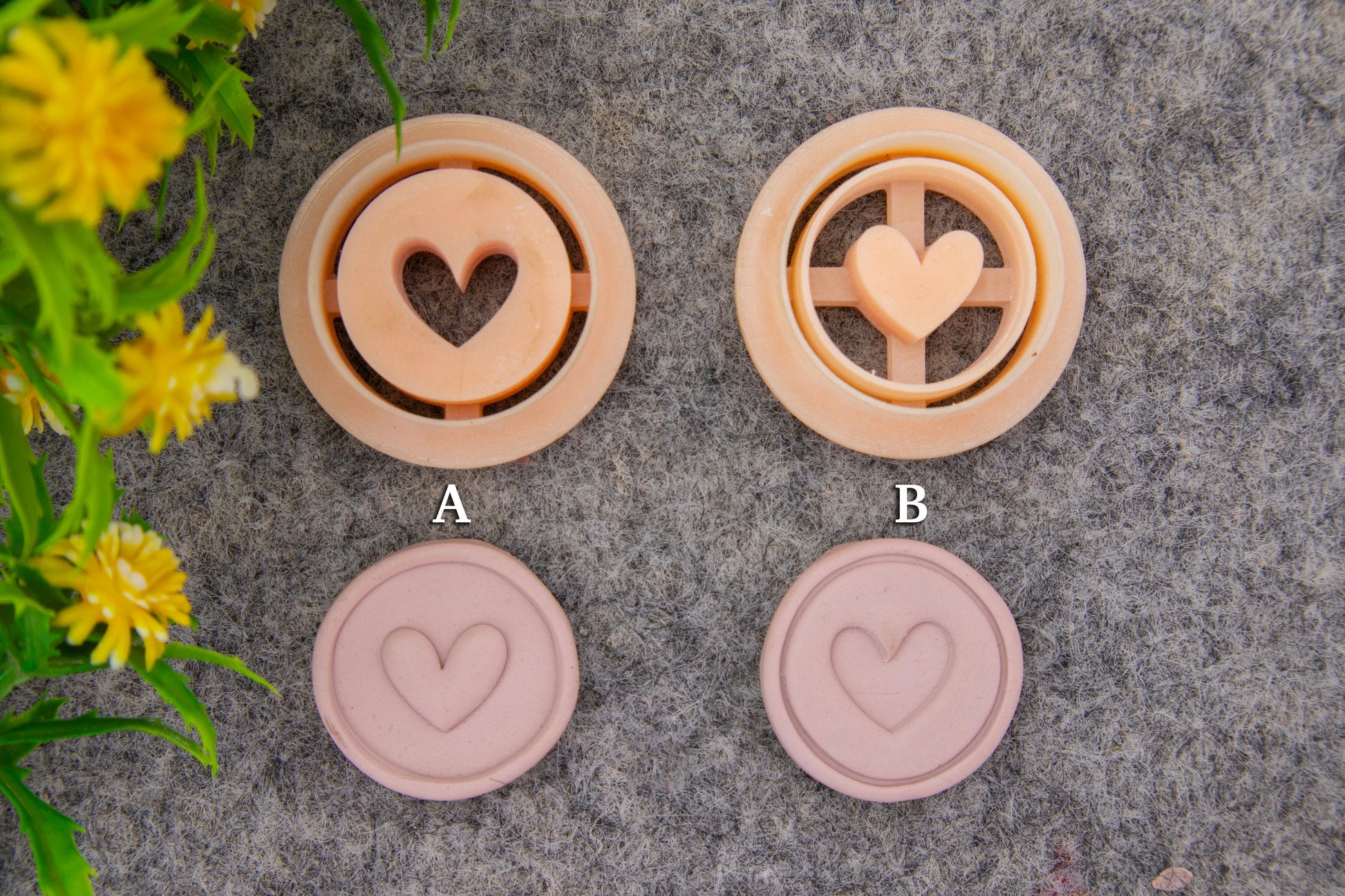Valentine heart embossed clay cutter, polymer clay cutter for earring making #699