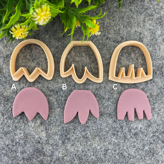 Organic shape tulip clay cutter, polymer clay cutter for earring making #673